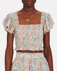 LoveShackFancy Floral Chiffon Crop Top at Intermix